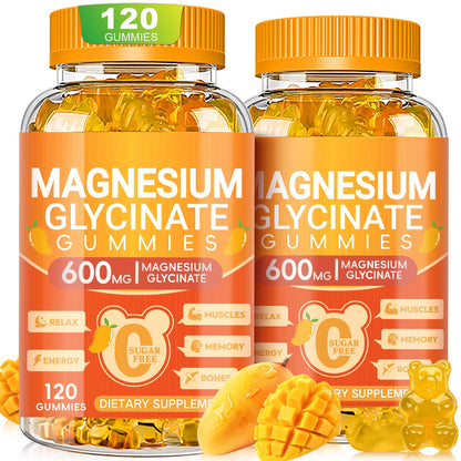 Magnesium Glycinate Gummies 600mg, Sugar Free Magnesium Gummies for Adults