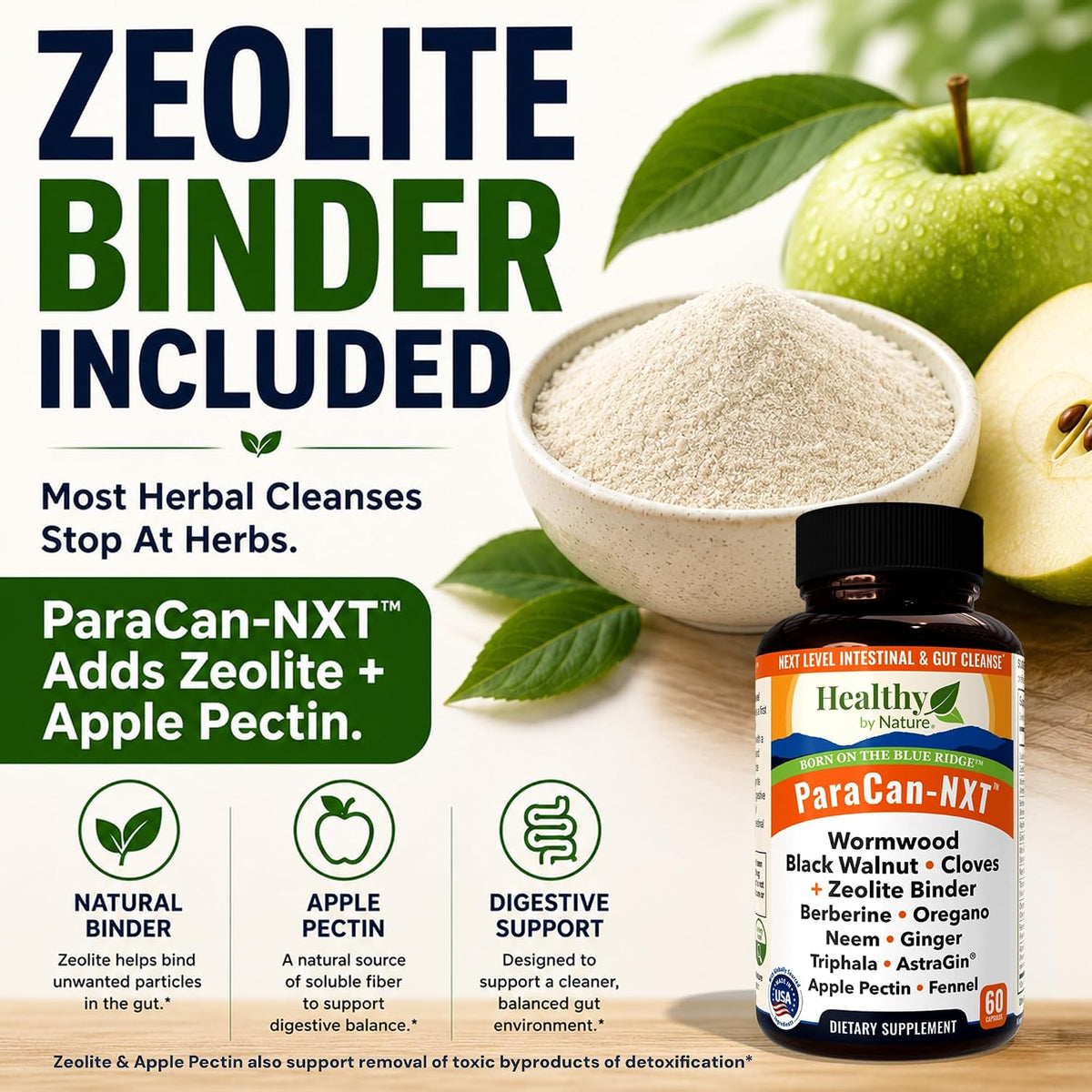 12-in-1 Parasite & Candida Cleanse Support for Adult Humans with Zeolite Binder | Wormwood Black Walnut Cloves Berberine Ginger Neem Oregano Triphala Apple Pectin Fennel Seed AstraGin | 60 Capsules