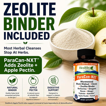 12-in-1 Parasite & Candida Cleanse Support for Adult Humans with Zeolite Binder | Wormwood Black Walnut Cloves Berberine Ginger Neem Oregano Triphala Apple Pectin Fennel Seed AstraGin | 60 Capsules