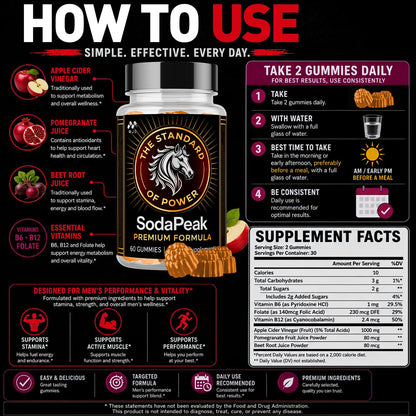 Soda Peak Gummies for Men, SodaPeak Premium Male Gummys 2-Pack, 120 Gummies
