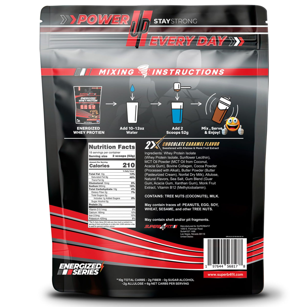 SUPERB4FIT Whey Protein Isolate Protein Keto Powder Chocolate Caramel Protein Shake