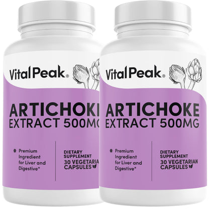 Artichoke 500 mg Supplement - Potent Artichoke Extract Capsules for Liver Health & Digestive Support - Artichoke Leaf Extract Promotes Energy & Focus - 30 Capsules