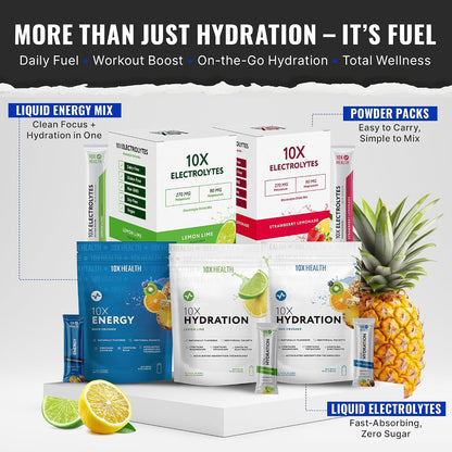 10X Health Electrolyte Drink Mix - Wave Crusher, 15 Sticks | Hydration Packets: Sodium, Magnesium & Potassium Citrate, Wave Crusher, 15 Sticks