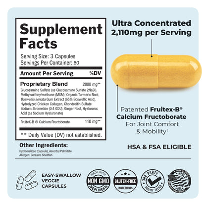 Glucosamine Chondroitin MSM Joint Support Supplement, 90 Capsules