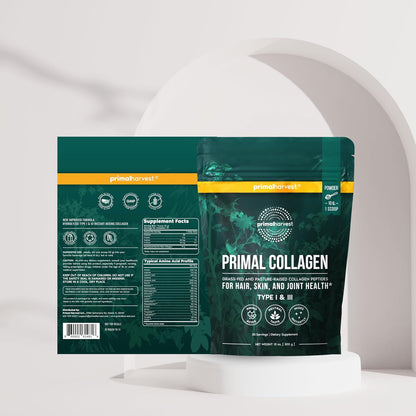 Primal Harvest Super Greens & Collagen Powder Supplements for Women and Men Superfood Greens Powder and Collagen Peptides Powder for Hair, Skin, and Nails Bundle