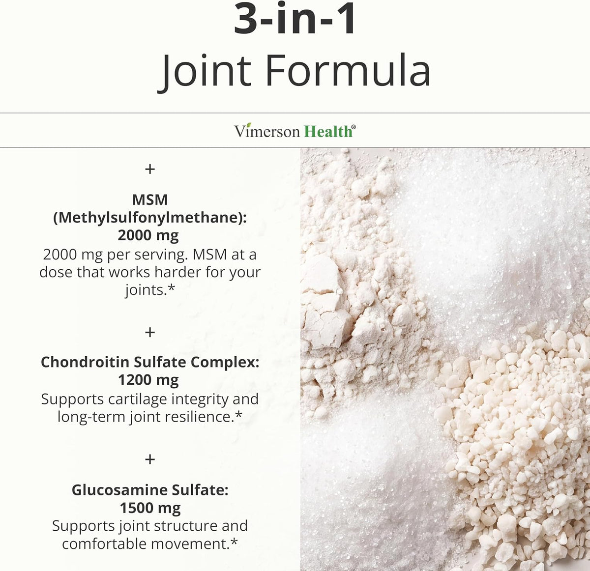 Glucosamine Chondroitin MSM – Potent 2000mg MSM for Joint Support –150 Caps