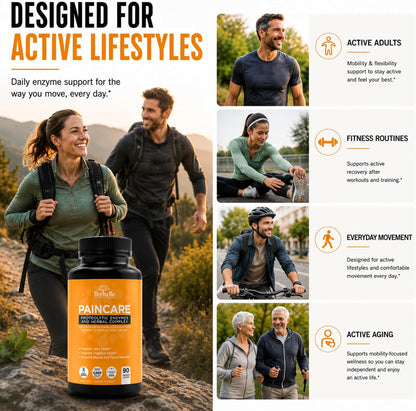 HerbaMe Proteolytic Enzymes with Serrapeptase, Bromelain & Herbal Blend for Mobility & Active Recovery Support, Systemic Enzyme Formula for Joint Flexibility & Active Wellness, 90 Capsules