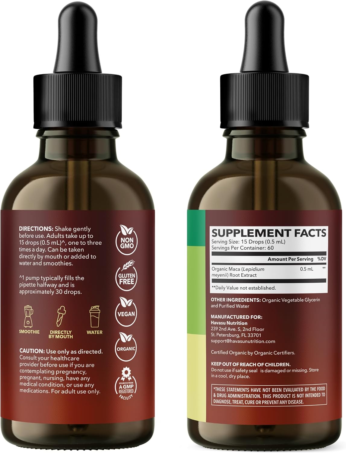 Organic Maca Root Liquid, Unflavored, 1fl oz, Supports Hormone Balance | Organic Maca Root Liquid Drops, Mood, Energy in Women & Men, Lepidium Meyenii to Support Performance & Vitality, Non-GMO