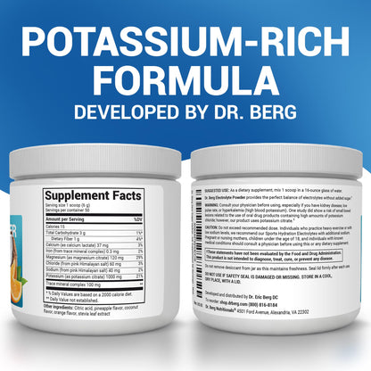 Dr. Berg Zero Sugar Hydration Keto Electrolyte Powder - Enhanced w/ 1000 mg of Potassium & Real Pink Himalayan Salt (NOT Table Salt) - Raspberry & Lemon Flavor Hydration Drink Supplement, 100 Servings