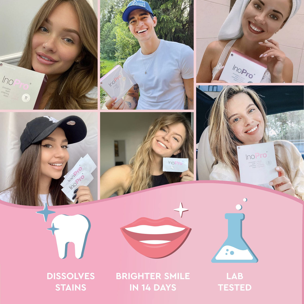 InoPro Teeth Whitening Strips 14 Treatments - Peroxide Free - Whitening Without The Harm
