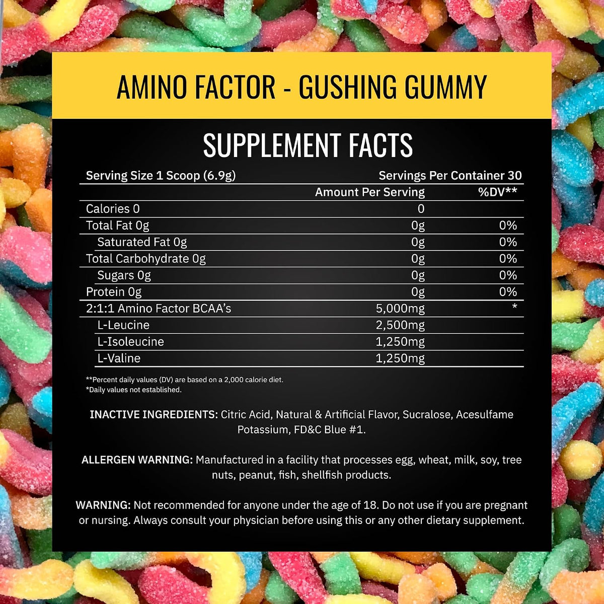 Nutrithority - BCAA Powder, Amino Factor (Gushing Gummy)