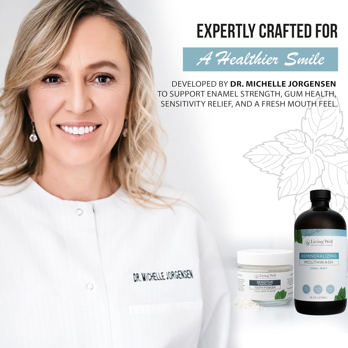 Sensitive Teeth Bundle,Tooth Powder + Cool Mint Mouthwash