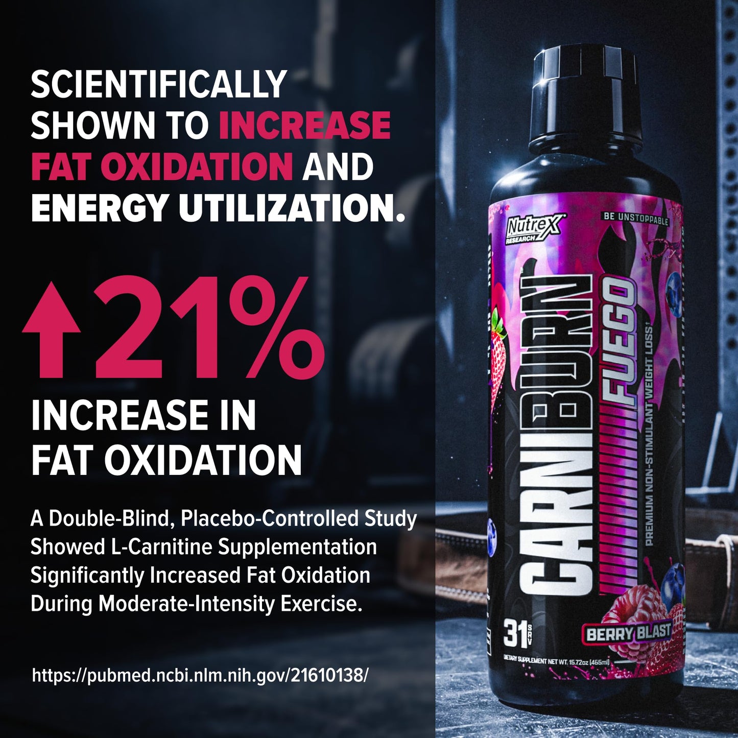 Nutrex Research Carniburn Liquid L Carnitine 3000mg – Thermogenic Liquid Fat Burner for Men & Women with MitoBurn, InnoSlim, GBBGO - Stimulant Free Metabolism Booster - Strawberry Watermelon 31 SV
