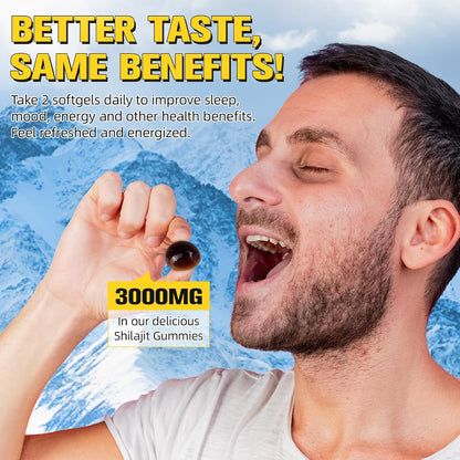 Shilajit Gummies for Men & Women, 2 Pack Natural Himalayan Shilajit Gold Gummies, Rich in 85+ Trace Minerals, Energy Boost & Immune Support, Boost Your Vitality Health