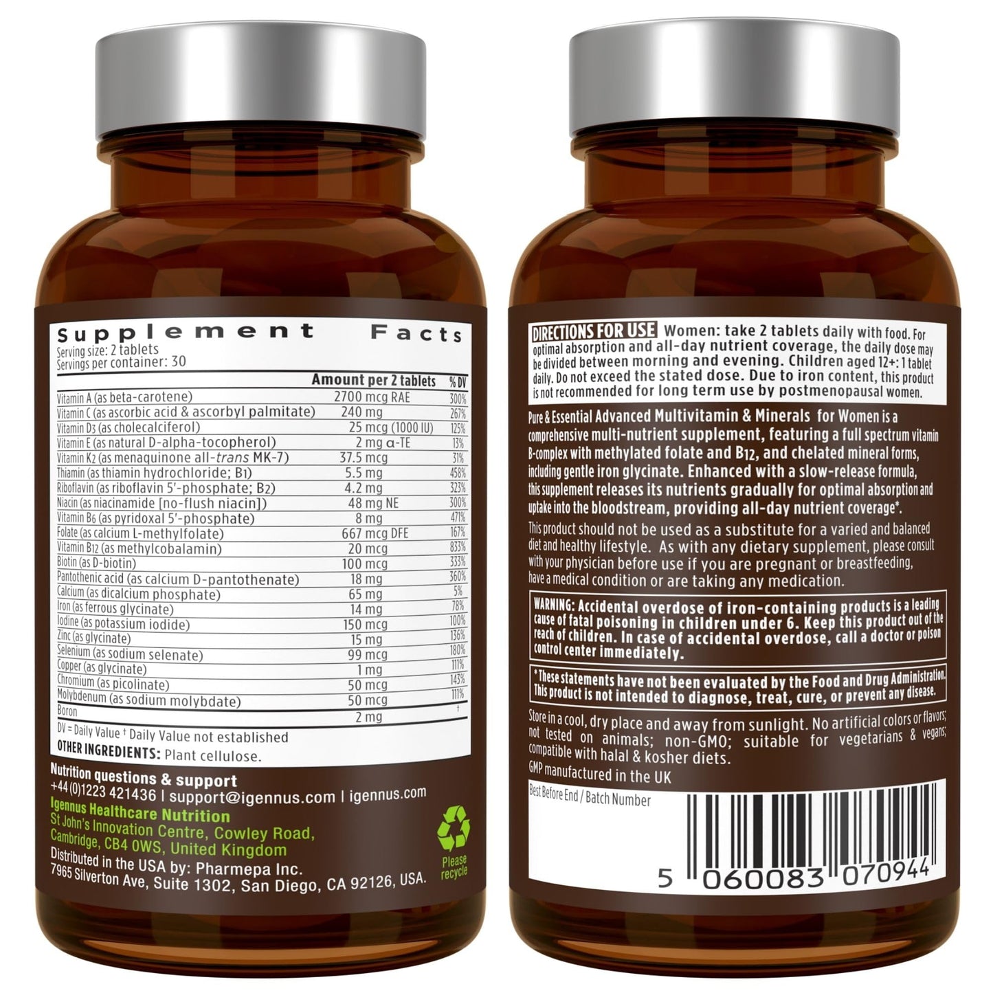 Igennus Methylated Multivitamin for Men with 22 Actives, 60 Tablets | Lycopene for Antioxidant Support, High Potency B12, Sustained Release, Pure & Clean, Non-GMO & Halal