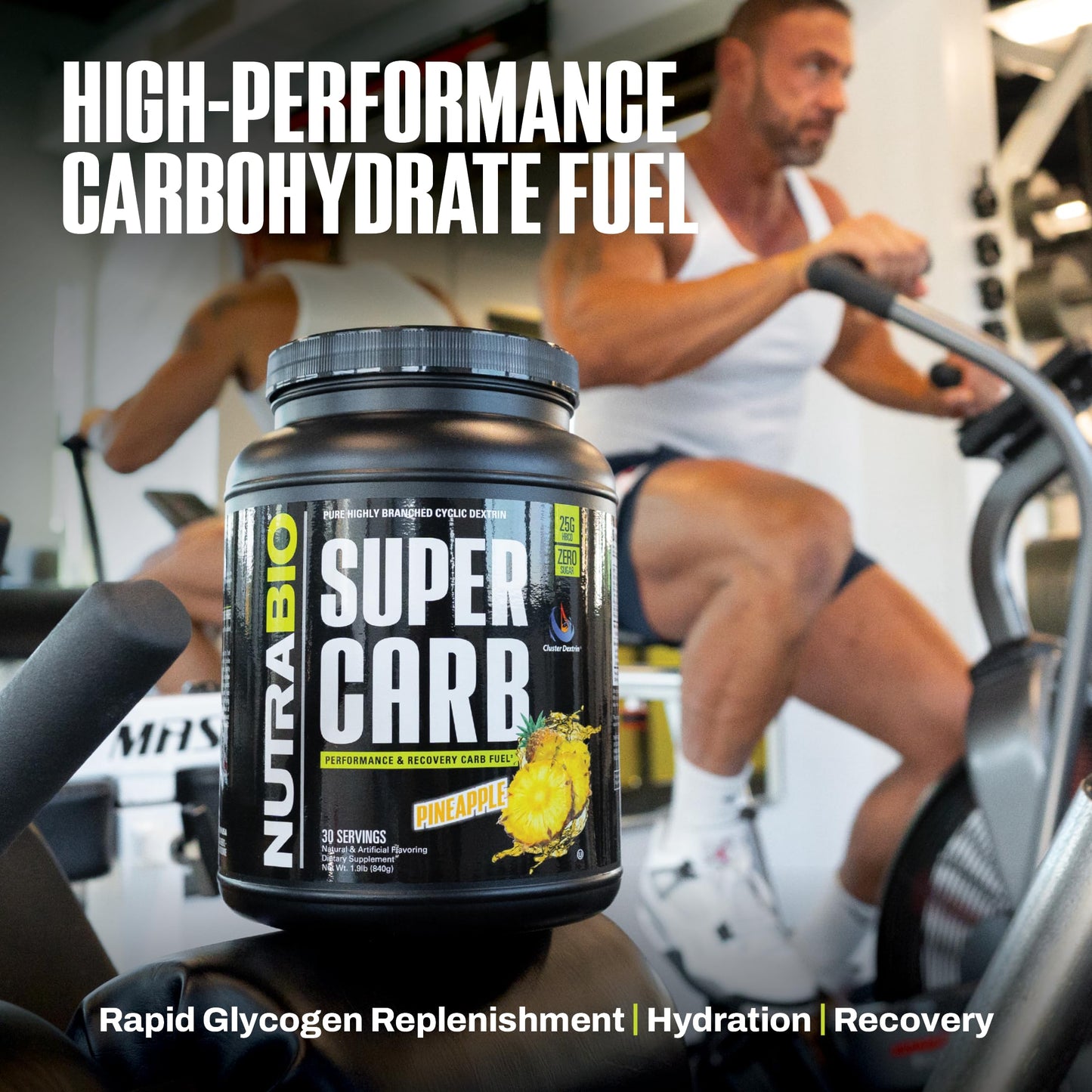 NutraBio Super Carb, Carbohydrate Powder with Cluster Dextrin & Electrolytes, Advanced Carb Supplement Powder for Workout Fuel, Performance, and Muscle Recovery, Cyclic Dextrin, Unflavored, 30 Sv