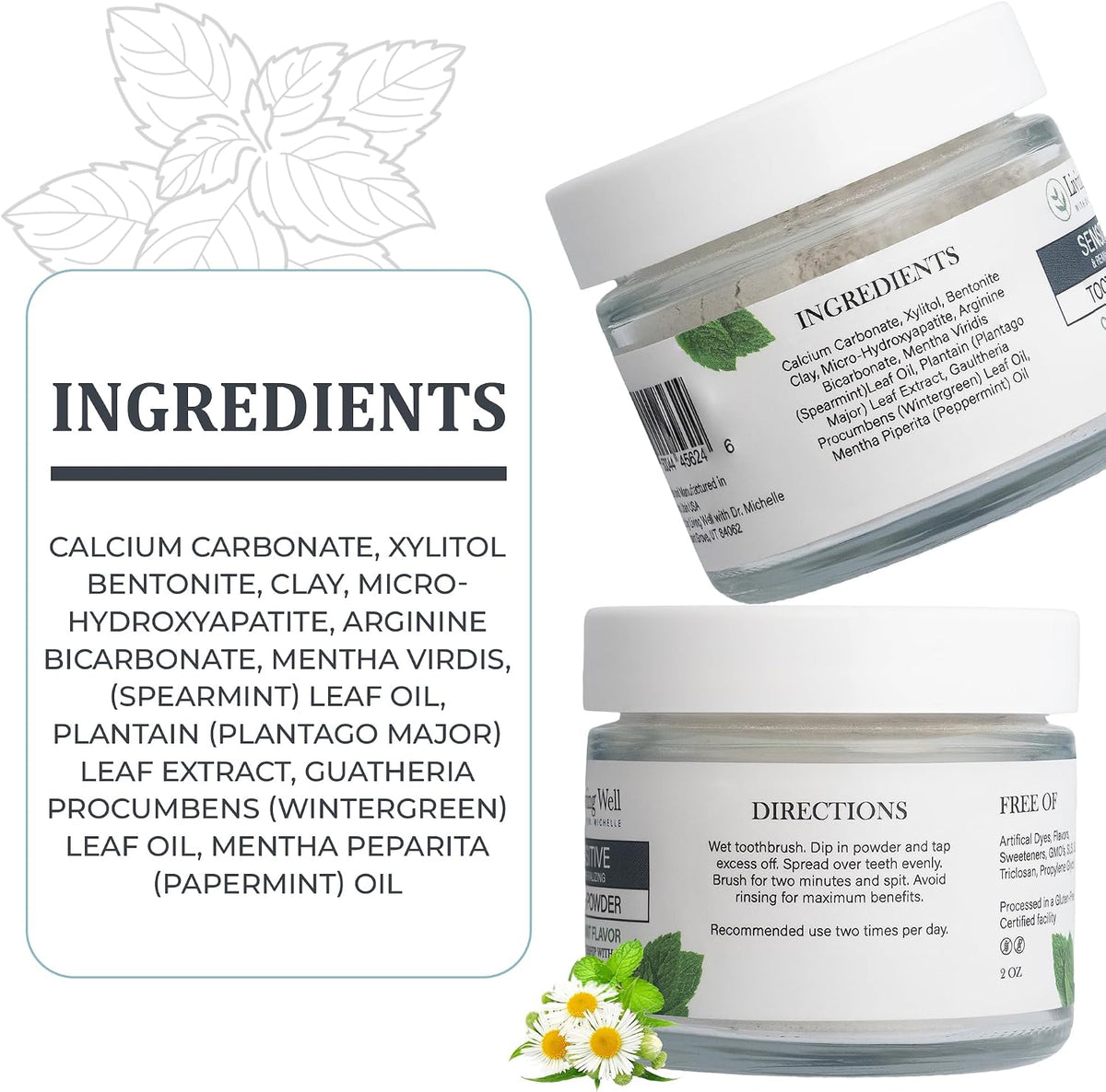 Sensitive Teeth Bundle,Tooth Powder + Cool Mint Mouthwash