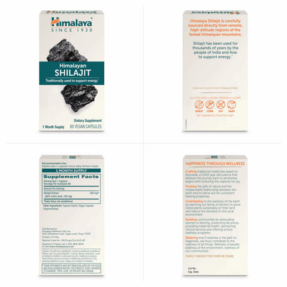 Himalaya Shilajit - Herbal Energy Supplements with Fulvic Acid and Trace Minerals, from Shilajit Resin, Vegan, Non-GMO, Gluten Free, 250 mg, 60 Capsules