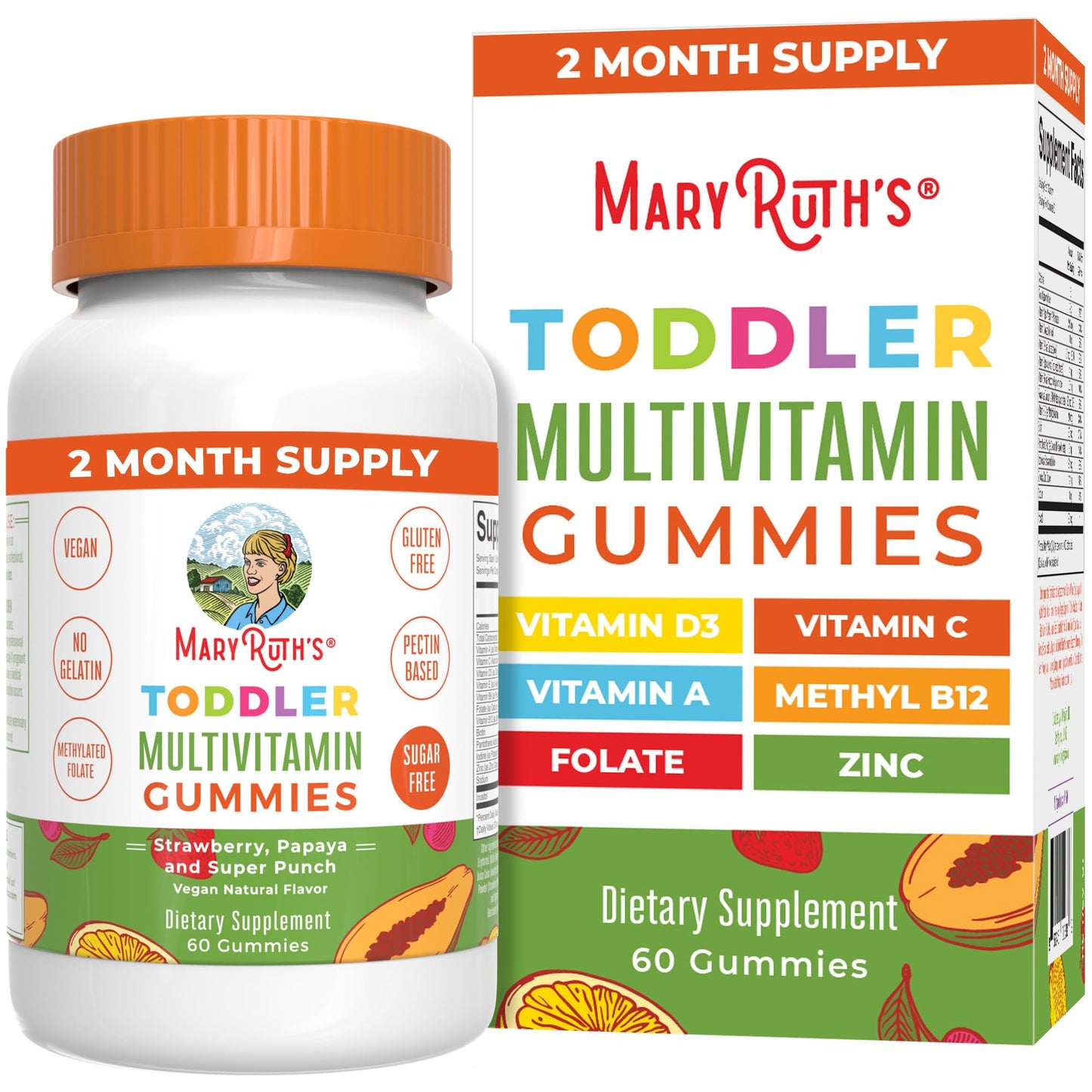 MARYRUTH'S Kids Vitamins | Multi | Sugar Free | 2 Month Supply | Kids Multivitamin Gummies for Ages 2+ | Vegan | Only 1 Gummy a Day | 60 Count