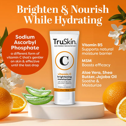 TruSkin Vitamin C Face Cream - Brightening Daily Moisturizer, 2 fl oz | Vitamins C & E, B5, Jojoba Oil & Green Tea to hydrate, nourish and support smooth, radiant-looking skin