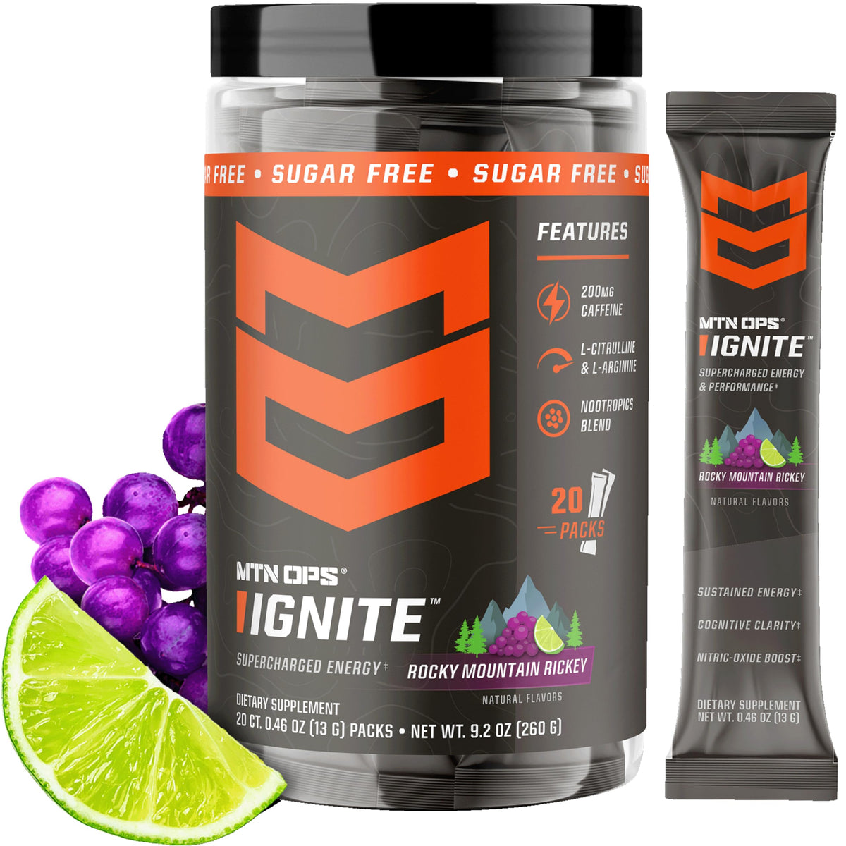 MTN OPS Ignite Energy Powder, Zero Sugar, Tiger's Blood
