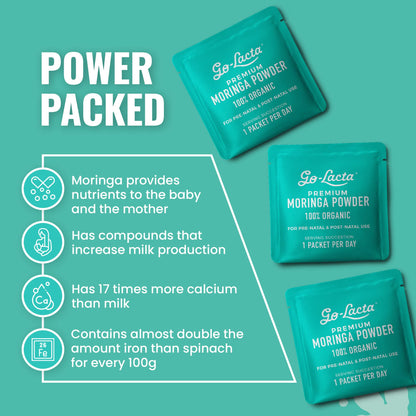 Go-Lacta® Super Moringa Powder: Boost Breast Milk Naturally! 30 3g Packets of Pure