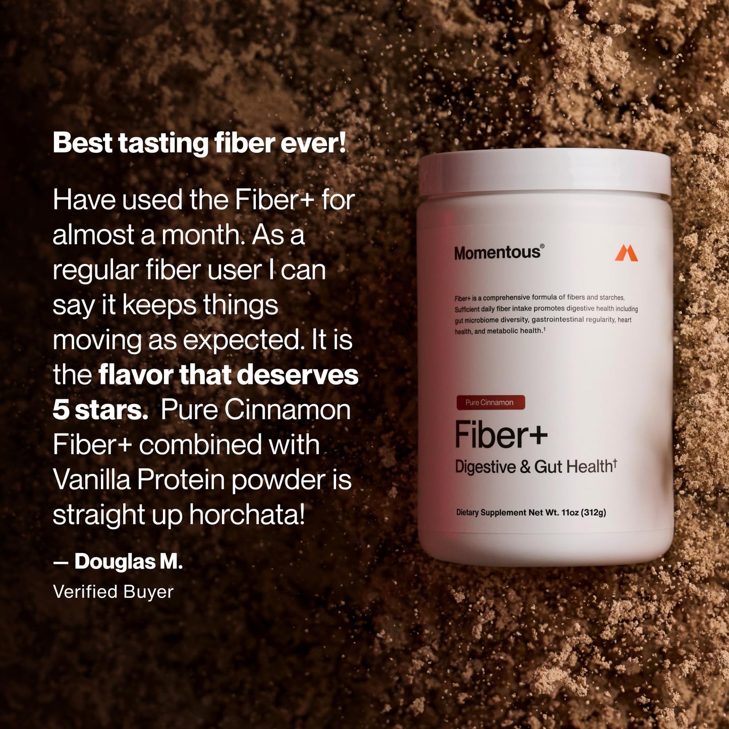 Momentous Fiber+ - Daily Multi-Source Fiber Psyllium Husk Powder - Soluble & Insoluble Prebiotic Blend to Support Nutrient Absorption - NSF Certified for Sport - 30 Servings - Unflavored
