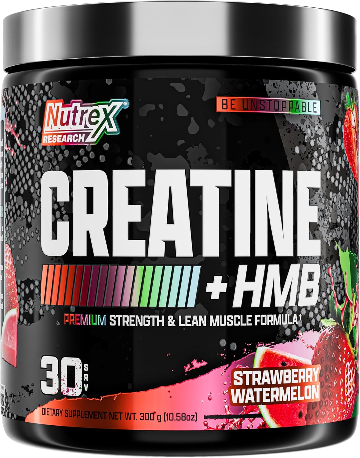 Nutrex Research Creatine HMB Powder - Creatine Monohydrate Powder with HMB for Muscle Growth, Strength, Energy and Performance - Transparent Formula - Strawberry Watermelon Flavor - 30 Servings