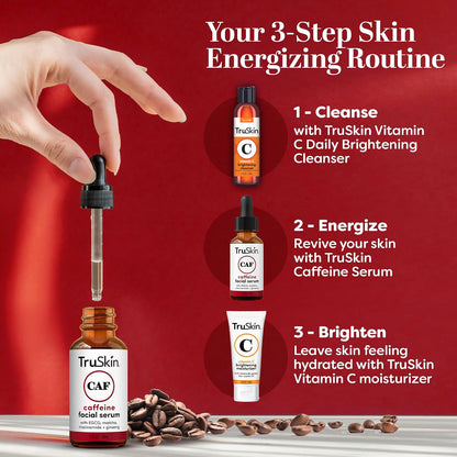 TruSkin Caffeine Face & Eye Serum for Dark Circles & Puffiness, 1 fl oz | With 5% Caffeine, EGCG, Niacinamide, Matcha & Ginseng to visibly refresh and energize tired-looking eyes
