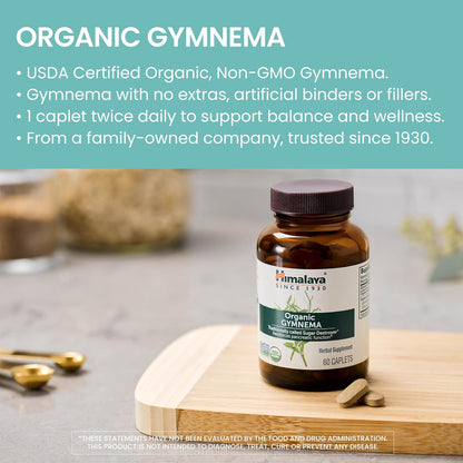 Himalaya USDA Organic Gymnema Sylvestre Supplement, 700mg, 60 Caplets