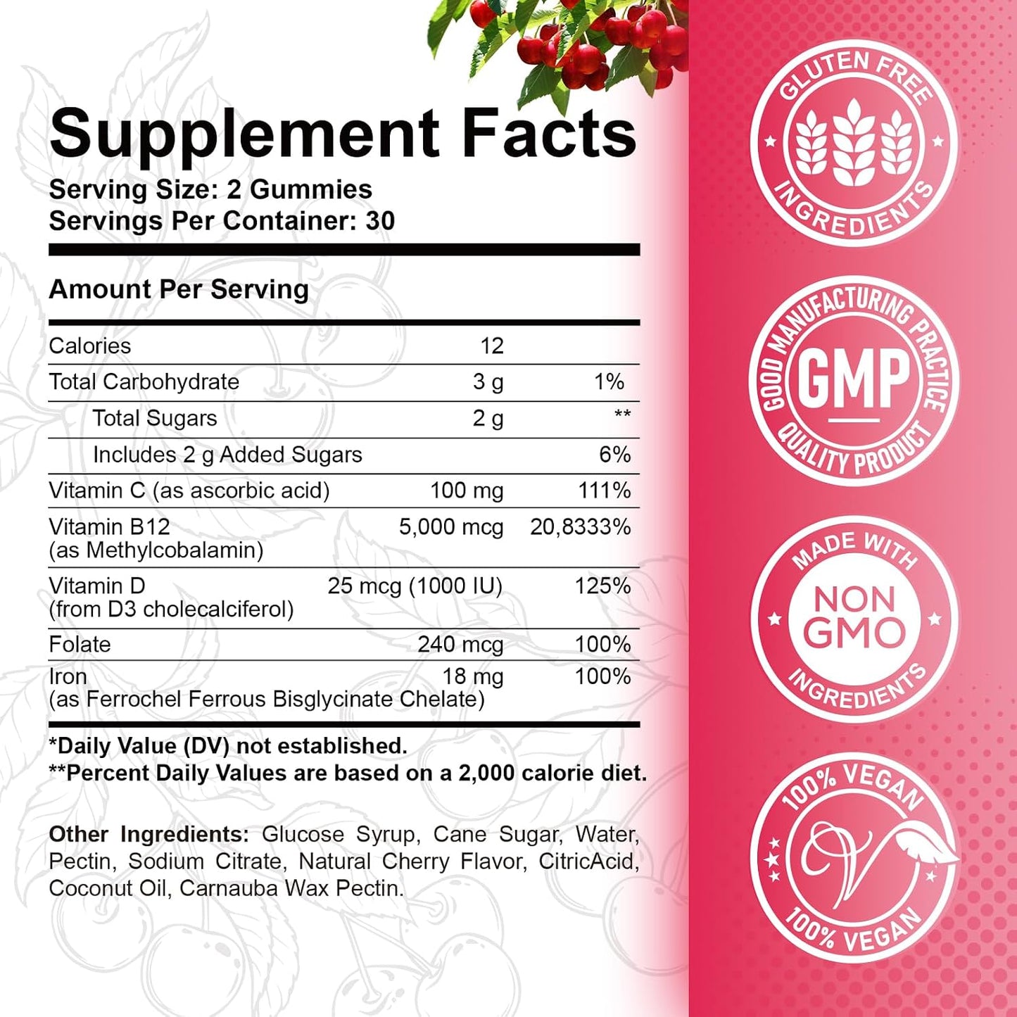 Iron Gummies Supplement for Adults & Kids | Vitamin B12 Gummies | Bundle