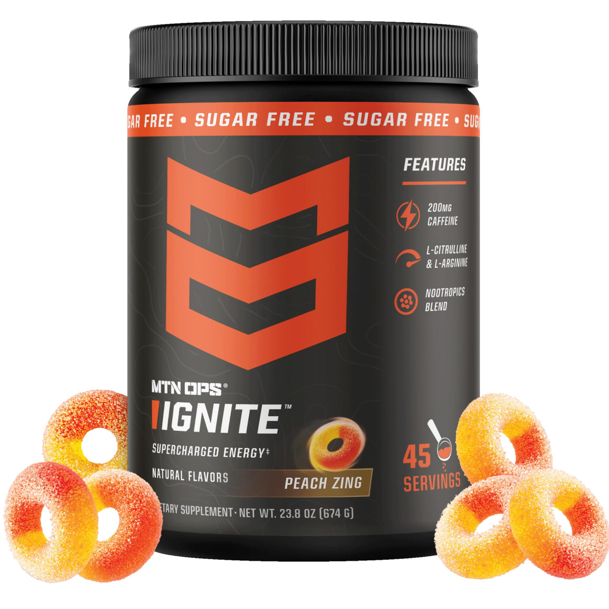 MTN OPS Ignite Energy Powder, Zero Sugar, Tiger's Blood