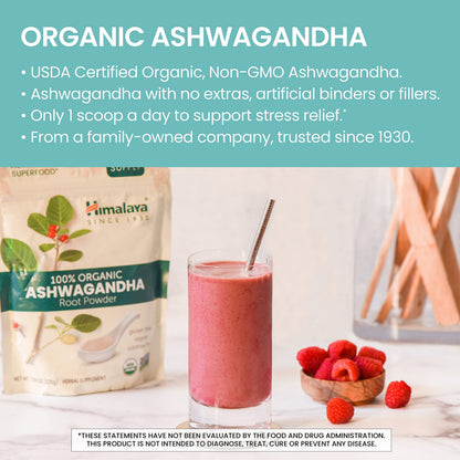 Himalaya USDA Organic Ashwagandha Root, 670 mg, 60 Day Supply, 60 Caplets