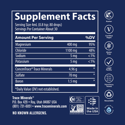 Trace Minerals Mega-Mag Ionic Magnesium Liquid Drops Supplement, 4 fl oz