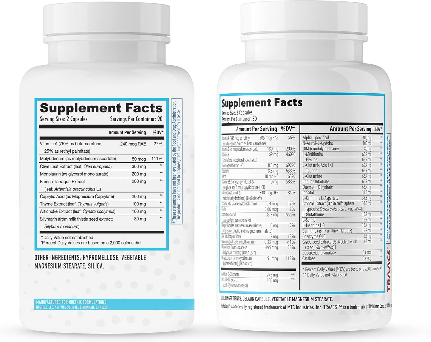 NuEthix Formulations Detoxification and Microbiome Balance Supplement Bundle of Opti-Pure, 30 Servings and Gut Defender+, 90 Servings
