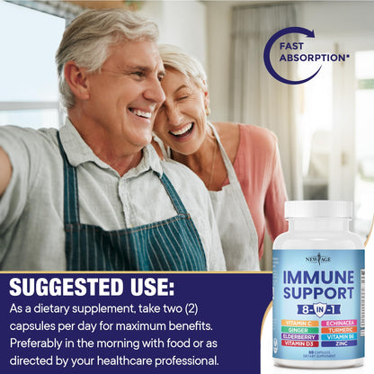 NEW AGE 8 in 1 Immune Support Booster Supplement with Echinacea, Vitamin C
