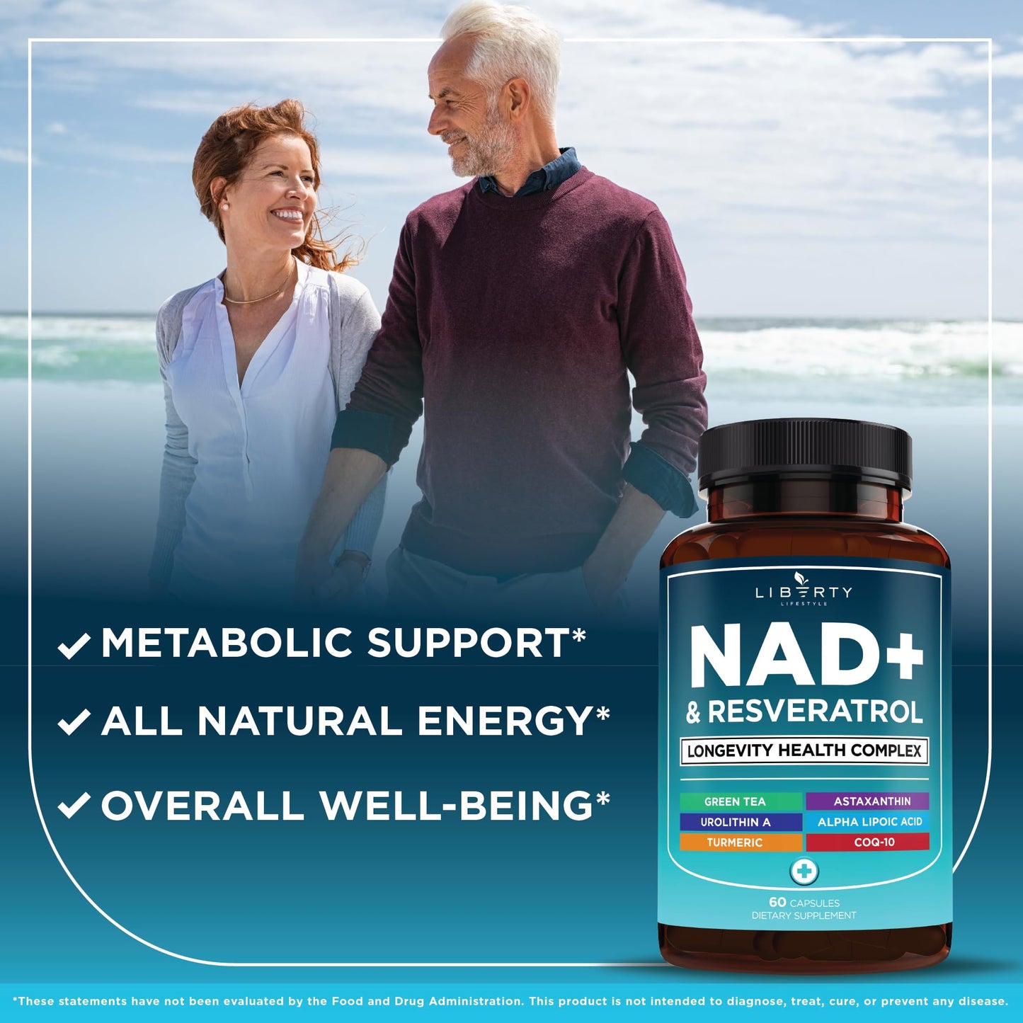 NAD+ Supplement Complex – NAD+ 300 mg with Astaxanthin, Urolithin A, Resveratrol, CoQ10 & Antioxidant Blend – Cellular Energy, Mitochondrial Support or Women & Men – Vegan, Non-GMO- 120 Capsules