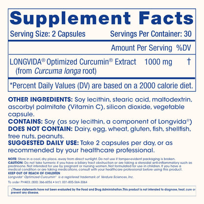 ProHealth Turmeric Curcumin Supplement: 285 Times More Bioavailable- Developed by Neuroscientists. 1000 mg Concentrated Longvida Curcumin Extract Per Serving (60 X 500mg Capsules/Bottle) 2 Pack