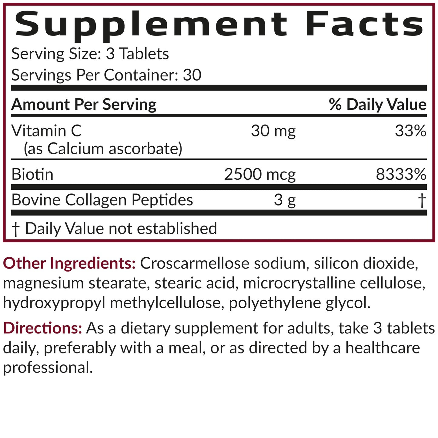 Futurebiotics Collagen Peptides with Biotin & Vitamin C Complex 3-in-1 Formula - for Hair, Skin & Nails Support, Non-GMO, 90 Tablets