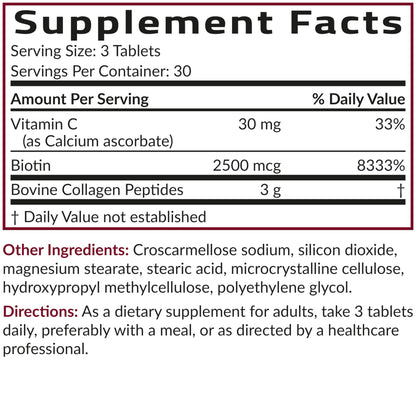 Futurebiotics Collagen Peptides with Biotin & Vitamin C Complex 3-in-1 Formula - for Hair, Skin & Nails Support, Non-GMO, 90 Tablets