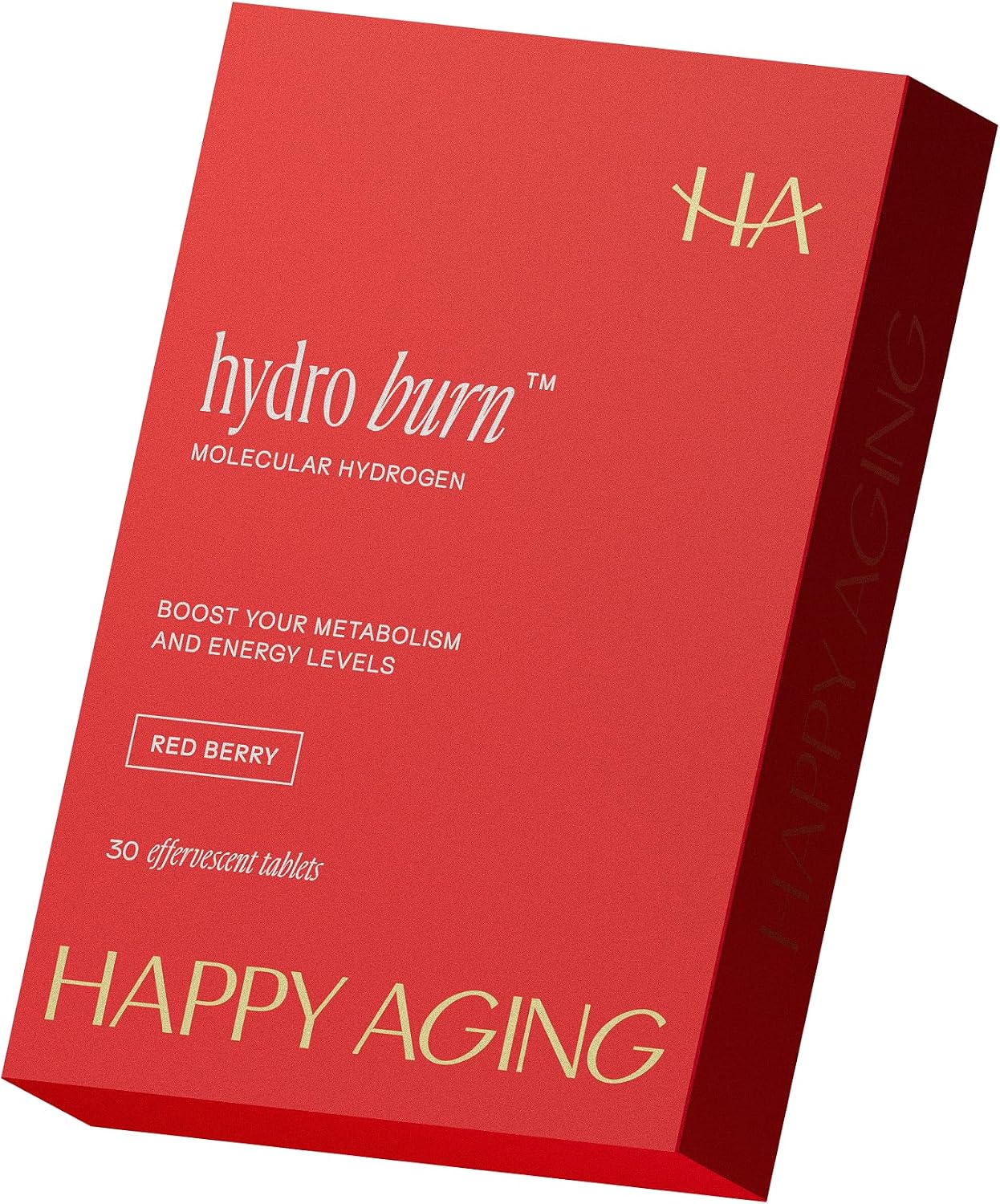 Happy Aging Hydro Burn H2 Molecular Hydrogen Water Tablets|Clean Energy & Metabolic Support| Molecular Hydrogen with Magnesium| Fast-Dissolving, Keto Antioxidant|30 Red Berry Tablets