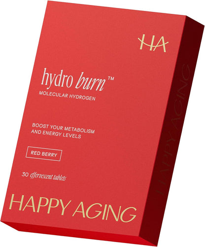Happy Aging Hydro Burn H2 Molecular Hydrogen Water Tablets|Clean Energy & Metabolic Support| Molecular Hydrogen with Magnesium| Fast-Dissolving, Keto Antioxidant|30 Red Berry Tablets