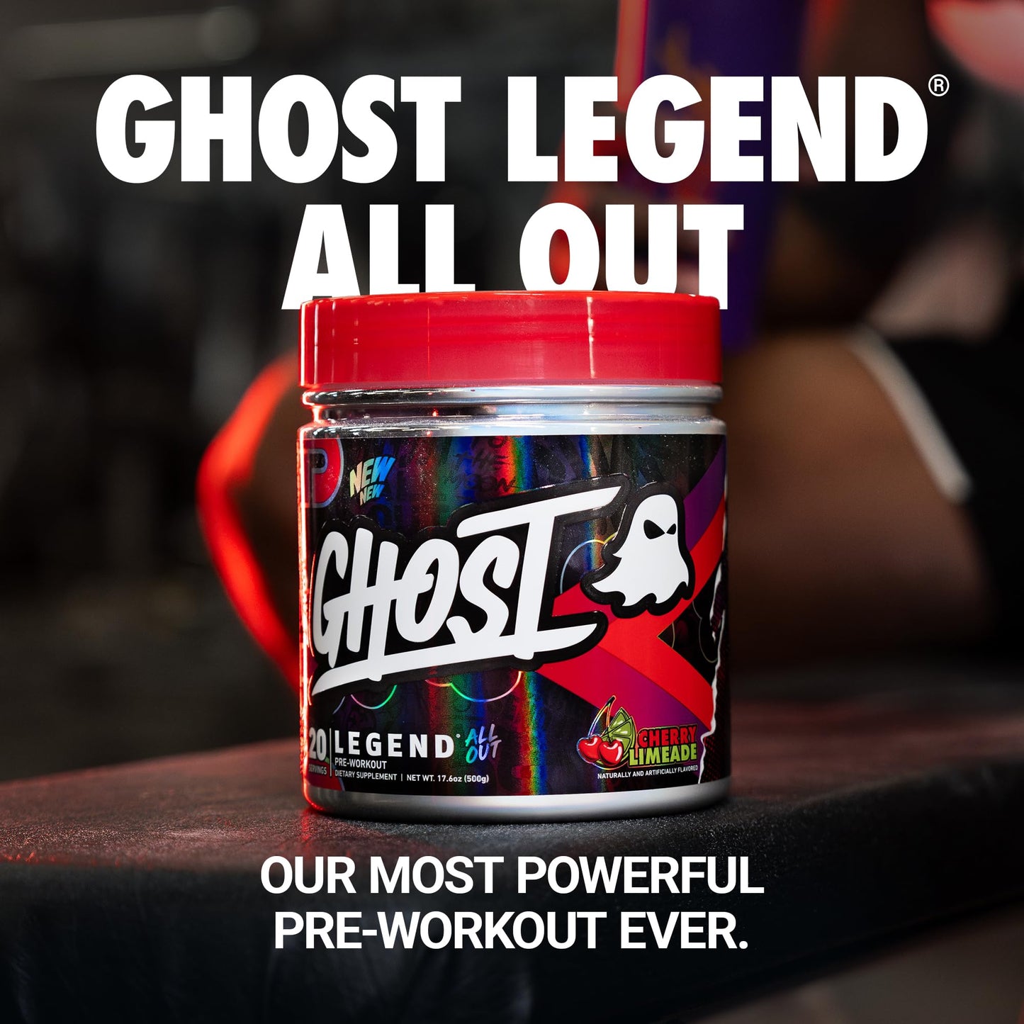 GHOST Legend All Out Pre-Workout Powder, Strawbango - 20 Servings - Preworkout Drink Mix Supplement for Men & Women - Energy & Pumps - Caffeine, Beta Alanine, Betaine, NO3-T- Sugar Free