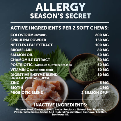 Dog Allergy Relief Chews - Itching Skin Relief for Dogs - Fish Oil - Omega 3 - Seasonal Allergies Pills - Skin & Coat, Anti Itch,Hot Spots Treatment - Canine Immune Health Supplement - 120 Soft Treats