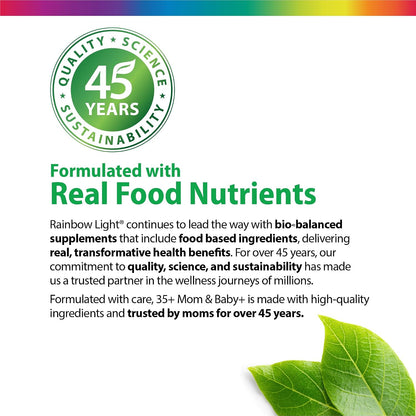 Rainbow Light 35+ Mom & Baby + Multivitamin | 60 Caplets | Prenatal and Postnatal Nutrition | Real Food Nutrients, Superfoods & Probiotics | Essential Vitamins and Minerals for Women
