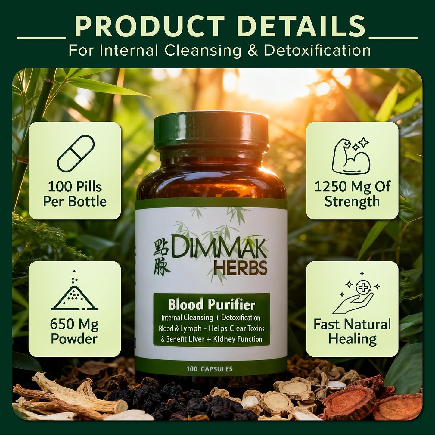 Blood Purifier & Lymphatic Cleanse- Systemic Detox Supplement for Skin, Liver, & Immune Health- Organic Andrographis & Coptis Herbal Formula- Vegan, Non-Laxative- 100 Capsules