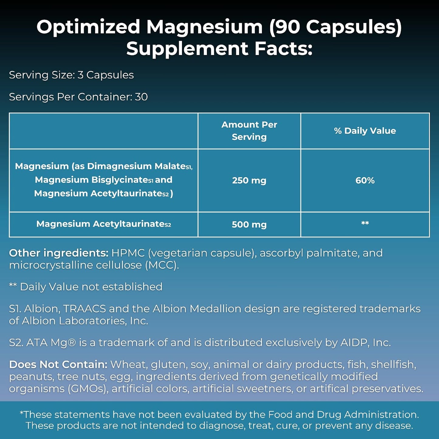MYOXCIENCE Optimized Magnesium Glycinate + Magnesium Taurate (as ATAmag®) for High Brain Bioavailability to Support Stress Relief and Sleep | 30 Servings