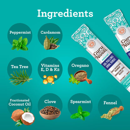 GuruNanda Coconut Oil Pulling Travel Mouthwash-7 Sachets, Travel Essentials