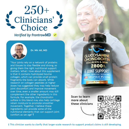 Glucosamine Chondroitin MSM Collagen | HSA | FSA Approved Product Items | Joint & Cartilage Support Supplement 2800 mg | Flexibility Nutritional Vitamins | Lab Tested | For Men & Women | 120 Capsules