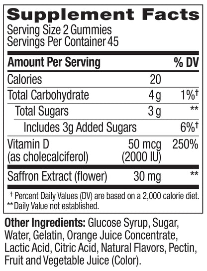 OLLY Hello Happy, Mood Support Gummies for Adults*, Vitamin D - 60 Count